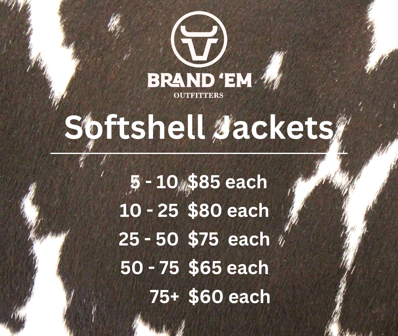 Custom Softshell Jackets Pricing Chart